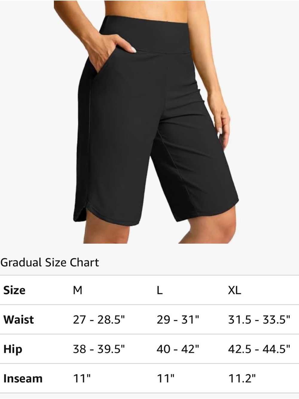 Gradual High-Waist Black Knee-Length Swim Shorts with Pockets. Size Large - Picture 7 of 7